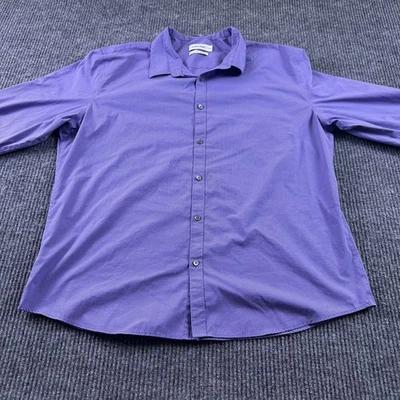 Calvin Klein Mens XXL Button Up Long Sleeve Purple Dress Shirt - Image 1 of 4
