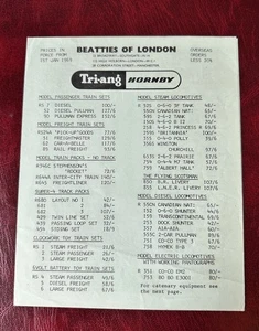 Tri-ang Hornby Beatties Of London Price List, 1st January 1969 Original Fold Out - Picture 1 of 3