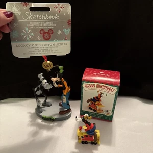 Lot Of 2 Goofy Xmas 90th Anniversary Legacy Ornament  Goofy’s Caboose Figurine - Picture 1 of 7