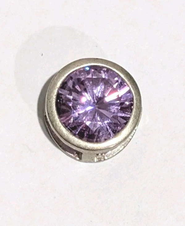 Colgante de plata de ley de 5 quilates púrpura circonita cúbica circonita cúbica circonita cúbica 12 mm con dije deslizable Foto 1 de 4