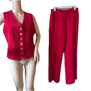 Conjunto Chaleco Chaleco Vintage Lauren Ralph Lauren 2 Piezas 8 y Pantalones 6 Lana Roja - Imagen 1 de 24