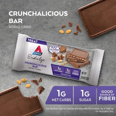 BRANDED Atkins Endulge Crunch Bar, Low Carb Keto Snack, 5 Count – Chocolate Treat