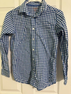 Cat & Jack Boys Blue White Gingham Button Down Shirt Size L 12/14 Long Sleeve - Image 1 of 4