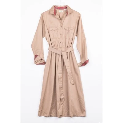 DE COLECCIÓN LL Bean Trench Estilo Tostado Sarga Rojo Tartán Borde a Cuadros Hecho en EE. UU. Talla M Foto 1 de 3