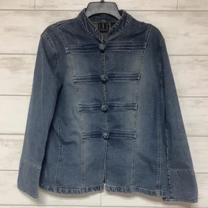 INC International Concepts Woman's 1X Jean Jacket Mandarin Collar - Picture 1 of 6