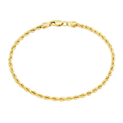 14k Yellow Gold Solid 2mm Diamond Cut Rope Chain Bracelet Mens Womens 7.5" - Image 1 of 4