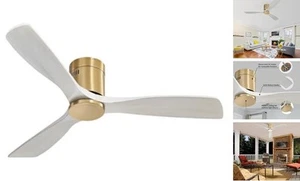 52 Zoll Deckenventilator ohne Beleuchtung Unterputz Deckenventilator mit Grau Gold - Bild 1 von 7