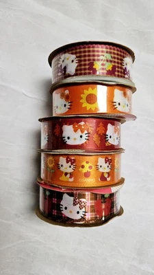 5 Rolls Never Used Hello Kitty Seasonal Ribbon Crafting Supplies New - Image 1 of 4
