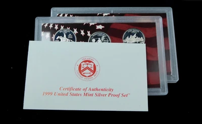 Lot of 2x 1999 United States Mint Silver Proof Sets in Box w/ COAs - Image 1 of 4