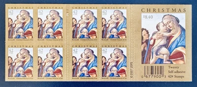 SoCo Stamps US Scott #4359a  Virgin & Child Botticelli Booklet 2008 MNH - Image 1 of 2