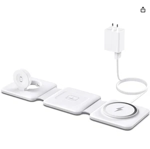 Iseyyox Charging Station iphone Airpods iWatch 3 in 1 Foldable Magnetic Wireless - Photo 1 sur 5