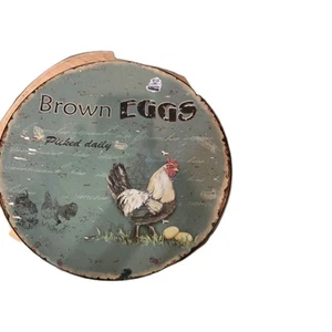 Wall Decor Hen Brown Eggs Picked Daily 13" Acrylic Plate - Picture 1 of 5