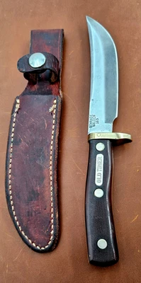1967 - 72 SCHRADE WALDEN 165 旧 Timer WOODSMAN 猎刀 带原鞘 很好! — 第 1/4 张图片