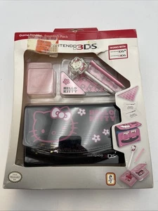 RARE NINTENDO 3DS BLACK & PINK HELLO KITTY TRAVEL CASE & ACCESSORIES STYLUS - Picture 1 of 11