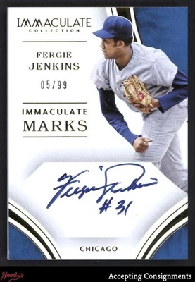 2016 Immaculate Collection Marks #18 Fergie Jenkins AUTO 05/99 Cubs HOF - Image 1 of 2