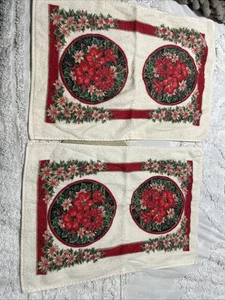 Vintage Set/2 Kanone Handtücher rote Stechpalme Blumenmischung Urlaub USA - Bild 1 von 11