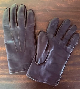 Vintage dunkelbraune Leder Kaschmir gefütterte Fahrhandschuhe Qualität Herren Gr. L - Bild 1 von 4