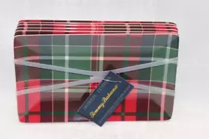 TOMMY BAHAMA CHRISTMAS PLAID RECTANGULAR MELAMINE APPETIZER/DESSERT PLATES-S/6 - Picture 1 of 1