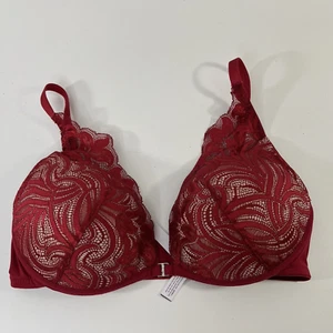 Adore Me Bra 34D Red Lace Push Up Lined Cups Underwire "Adored" - Picture 1 of 5