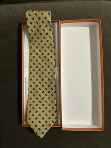 Brooks Brothers Vintage-Krawatte blond/gold/marine gewebt geometrisch 100 % Seide - Bild 1 von 2