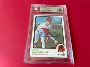 Tarjeta de novato Rich Gossage HOF 1973 Topps firmada automática Beckett BAS losada - Imagen 1 de 2