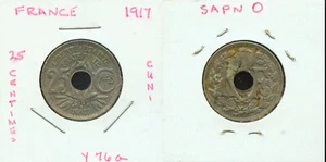 WORLD COINS FRANCE 1917 25 CENTIMES EF (G209) - Picture 1 of 1