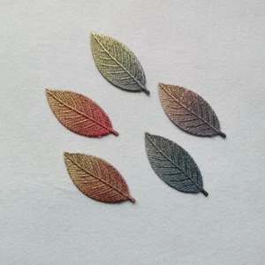 5x Gradient Embroidered Leaf Patches Applique Decor DIY Clothing Sewing Badge - Picture 1 of 13
