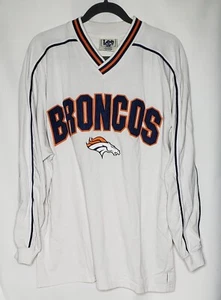 Vintage LEE Sport Size L Denver Broncos Long Sleeve V neck Pullover Embroidered - Picture 1 of 7