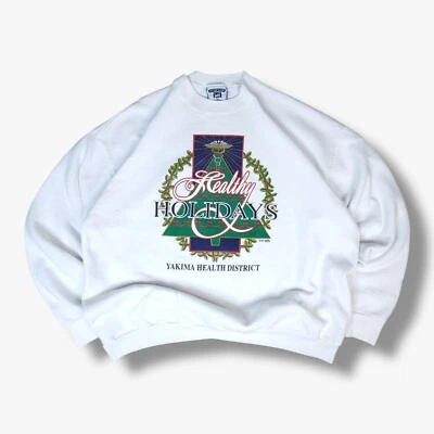 VINTAGE Lee Christmas Sweatshirt Extra Large XL Mens White Sweater 90s Festive - Image 1 of 4