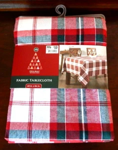 Red Plaid Cotton Fabric Tablecloth Rectangular HOLIDAY WOODLANDS 60 x 84 in. NWT - Picture 1 of 4