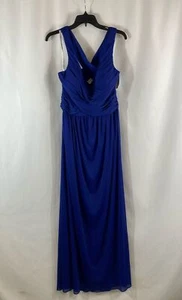 NWT David's Bridal Womens Blue Sleeveless V-Neck Back Zip Maxi Dress Size 12 - Picture 1 of 6