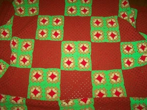 Hecho a mano Crochet Tejido Abuela Cuadrados Lanzamiento Afgano Manta Regazo Multicolor De Colección - Imagen 1 de 2