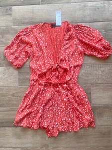 Urban Outfitters Tilly Tie-Front Floral Playsuit. Red Size L BNWT - Picture 1 of 7