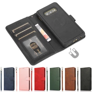 Removable Waller Case Card Leather Flip Cover for Samsung Galaxy S10e/S9+/S8+ - Picture 1 of 38