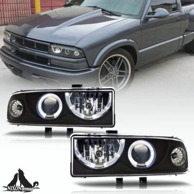 Faros proyectores halo negros transparentes para Chevy S10 Blazer 1998-2004 Foto 1 de 4