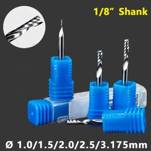 Fresa a flauto singolo in carburo gambo 1/8 fresa finitura fine fresa per plastica MDF - Foto 1 di 35