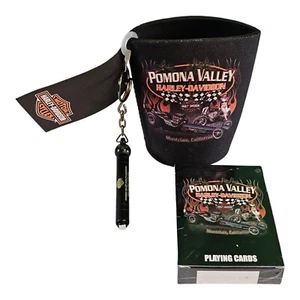 Cartas de juego Harley Davidson Pomona Valley Montclair, CA, Koozie, calibre de neumáticos - Imagen 1 de 6
