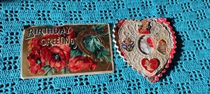 Vintage Birthday Postcard & Valentine - Picture 1 of 5
