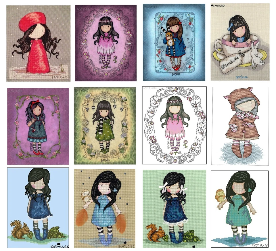 12 SCHEMI PUNTO CROCE GORJUSS CROSS STITCH GORJUSS DMC PATTERN SU DVD USB SD - Immagine 1 di 1