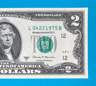 April 22, 1975 : L 04221975 B BIRTHDAY Note $2 Two Dollar Bill *UNC* - Image 1 of 3