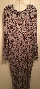 Free People Women's 12 Jumpsuit Some Like It Hot Floral Bohemian Beige Burgundy - Picture 1 of 23