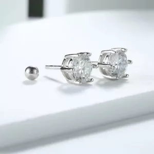 Pendientes de oro blanco de 1 quilate pase de prueba de diamantes creado en laboratorio caja de regalo LED corte redondo - Imagen 1 de 3