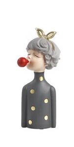 Moderne Halbbüste Figur Bubble GIrl, Mädchen Kaugummi aus Resin 21 cm  - Bild 1 von 1