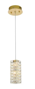 Pendnt Crystal Chandelier Light Fixture Dining Room or Kitchen Island Satin Gold - Picture 1 of 12