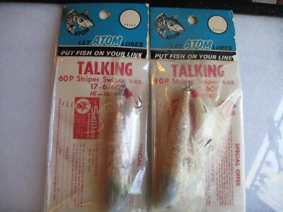 批量 (2) NOS Atom Talking 60P Striper Swiper 7/8 盎司,4 英寸,蓝色和白色 — 第 1/3 张图片