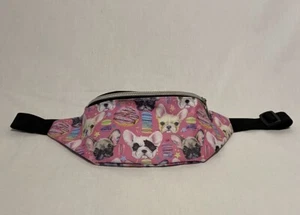 French Bulldog Fanny Pack 12 x 5.5 x 3" Pink/Multicolor Black Strap - Picture 1 of 5