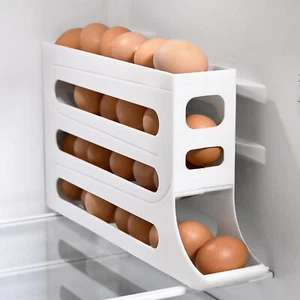Roll down Refrigerator Egg Dispenser Auto Rolling Egg Holder Storage Rack 4-Tier - Picture 1 of 5