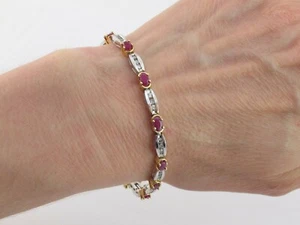  14k Yellow And White Gold Diamond And Ruby Tennis Bracelet 7" 5.00 carats - Picture 1 of 12