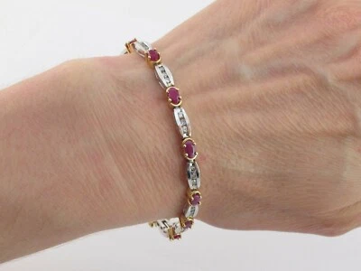  14k Yellow And White Gold Diamond And Ruby Tennis Bracelet 7" 5.00 carats - Image 1 of 4