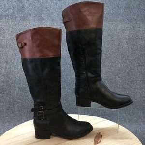 Rampage Boots Womens 7.5 M Imbra Knee High Side Zip Riding Boot Black Brown - Picture 1 of 15